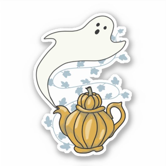 Pumpkin-theepot en Ghost Sticker (Voorkant)
