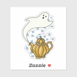 Pumpkin-theepot en Ghost Sticker
