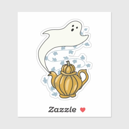 Pumpkin-theepot en Ghost Sticker (Vel)