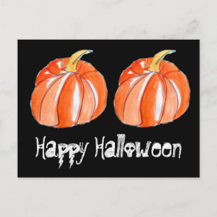 Pumpkin-thema voor zwarte en oranje Halloween Briefkaart