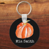Pumpkin-thema voor zwarte en oranje Halloween Sleutelhanger (Voorkant)