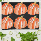 Pumpkin-thema voor zwarte en oranje Halloween Theedoek (Gevouwen)