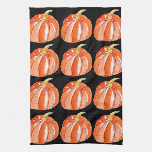 Pumpkin-thema voor zwarte en oranje Halloween Theedoek (Verticaal)
