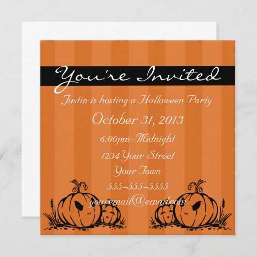 Pumpkin ThMED Halloween Invitations Kaart (Voorkant / Achterkant)