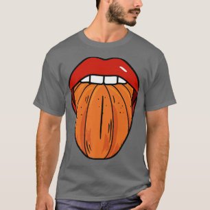Pumpkin Tongue Lazy Halloween Costume Funny Bedank T-shirt