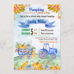 Pumpkin-tractor - Virtuele Baby shower Kaart