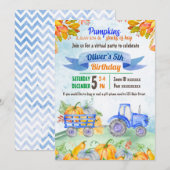 Pumpkin-tractor - Virtuele uitnodiging op zaterdag (Voorkant / Achterkant)