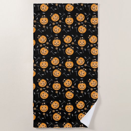 Pumpkin Trick or treat Bucket Halloween Lollipops Strandlaken (Voorkant)