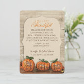Pumpkin Trio Thanksgiving Uitnodiging (Staand voorkant)