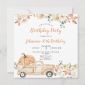Pumpkin Truck 30th Birthday Party Rustic Floral Kaart (Voorkant)
