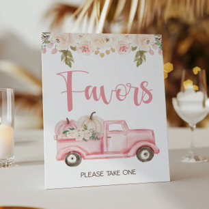 Pumpkin Truck Baby shower Favors Sign Poster