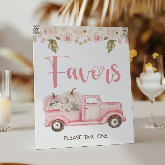 Pumpkin Truck Baby shower Favors Sign Poster