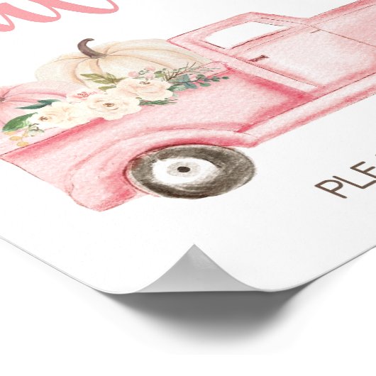 Pumpkin Truck Baby shower Favors Sign Poster (Hoek)