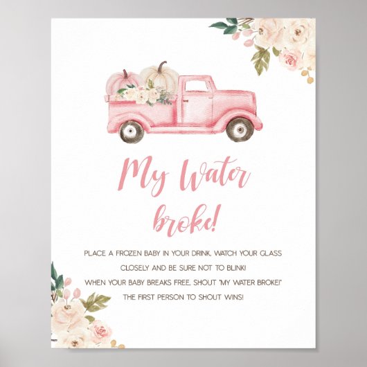 Pumpkin Truck Baby shower Game Poster (Voorkant)