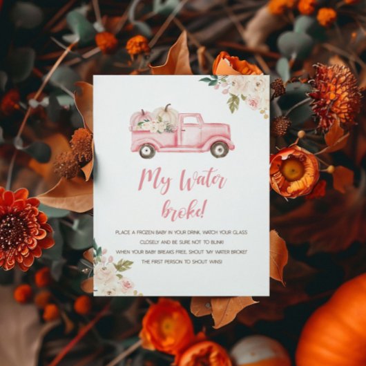 Pumpkin Truck Baby shower Game Poster
