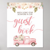 Pumpkin Truck Baby shower Guest Book Sign Poster (Voorkant)