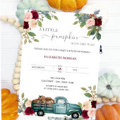 Pumpkin Truck Burgundy Rozen Baby shower Kaart