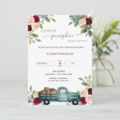 Pumpkin Truck Burgundy Rozen Baby shower Kaart (Staand voorkant)