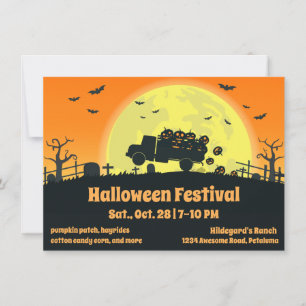 Pumpkin Truck Cemetery Halloween Kaart