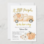 Pumpkin Truck Floral Girl Baby shower Invitation Kaart (Voorkant)