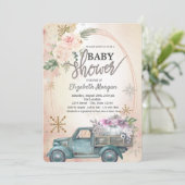 Pumpkin Truck, Flowers, Snowflakes Baby shower Kaart (Staand voorkant)