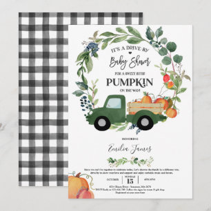 Pumpkin Truck Gender Neutral Herfst Baby shower Kaart