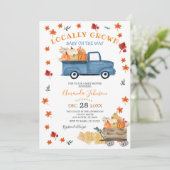 Pumpkin Truck Herfst Boy Baby shower Kaart (Staand voorkant)