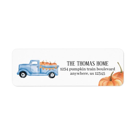 Pumpkin Truck Return Address Labels (Voorkant)