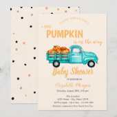 Pumpkin Truck, Stippen Baby shower Kaart (Voorkant / Achterkant)
