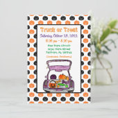 Pumpkin Trunk of Treat Halloween Invitation Kaart (Staand voorkant)