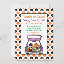 Pumpkin Trunk of Treat Halloween Invitation Kaart