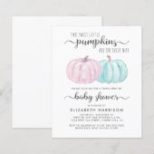 Pumpkin Twin Boy Girl drive by Baby shower Invite (Voorkant / Achterkant)