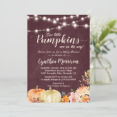 Pumpkin Twins Baby shower String Lights Floral Kaart (Staand voorkant)
