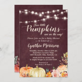 Pumpkin Twins Baby shower String Lights Floral Kaart (Voorkant / Achterkant)