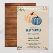 Pumpkin twins boy party-uitnodiging kaart (Voorkant / Achterkant)