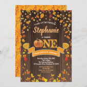 Pumpkin uitnodiging voor de eerste verjaardag. Rus (Voorkant / Achterkant)