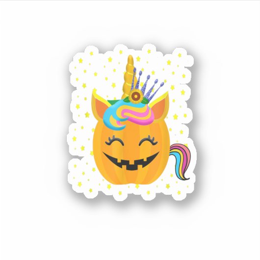Pumpkin Unicorn Halloween Pumpkin Girls Hall Sticker (Voorkant)