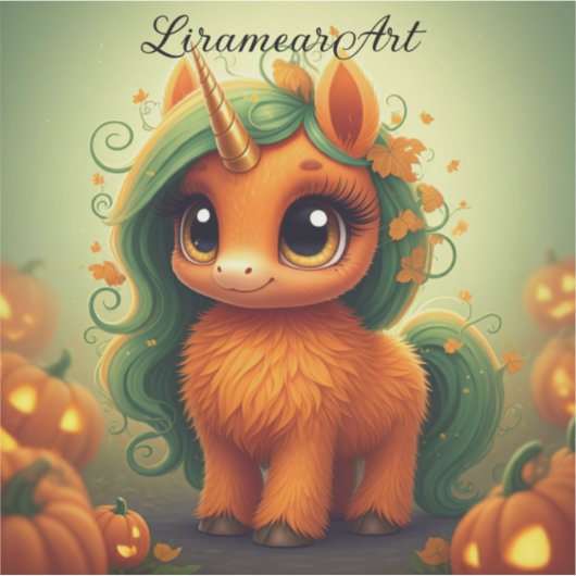Pumpkin Unicorn Sticker (Voorkant)