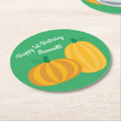 Pumpkin verjaardagsfeestje Kinder Ronde Kartonnen Onderzetter (Gebogen)