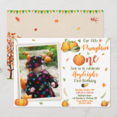 Pumpkin verjaardagsuitnodiging Fotouitnodiging Her Kaart (Voorkant / Achterkant)