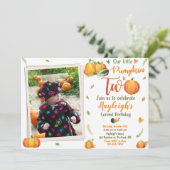 Pumpkin verjaardagsuitnodiging Fotouitnodiging Her Kaart (Staand voorkant)