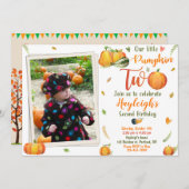 Pumpkin verjaardagsuitnodiging Fotouitnodiging Her Kaart (Voorkant / Achterkant)