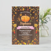 Pumpkin-verjaardagsuitnodiging. Rustische 1e verja Kaart (Staand voorkant)