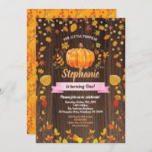 Pumpkin-verjaardagsuitnodiging. Rustische 1e verja Kaart (Voorkant / Achterkant)