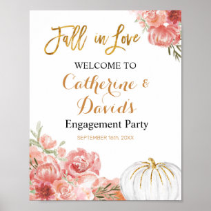 Pumpkin Verloving Herfst in Love Party Welcome Sig Poster