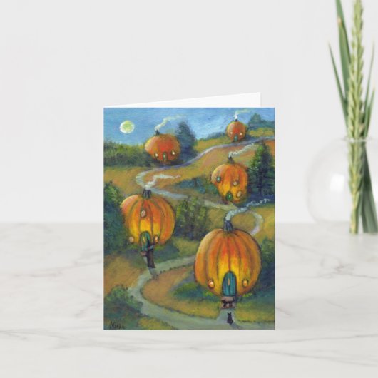 Pumpkin Village Note Card Kaart (Voorkant)
