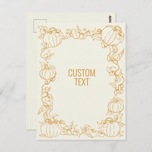 Pumpkin Vine Autumn Herfst Thanksgiving lijst op m Briefkaart (Voorkant / Achterkant)