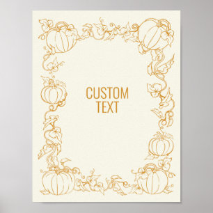 Pumpkin Vine Autumn Herfst Thanksgiving lijst op m Poster