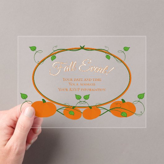 Pumpkin Vines Acryl Uitnodiging (Insitu (Draagbaar))