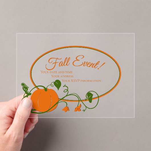 Pumpkin Vines Acryl Uitnodiging (Insitu (Draagbaar))